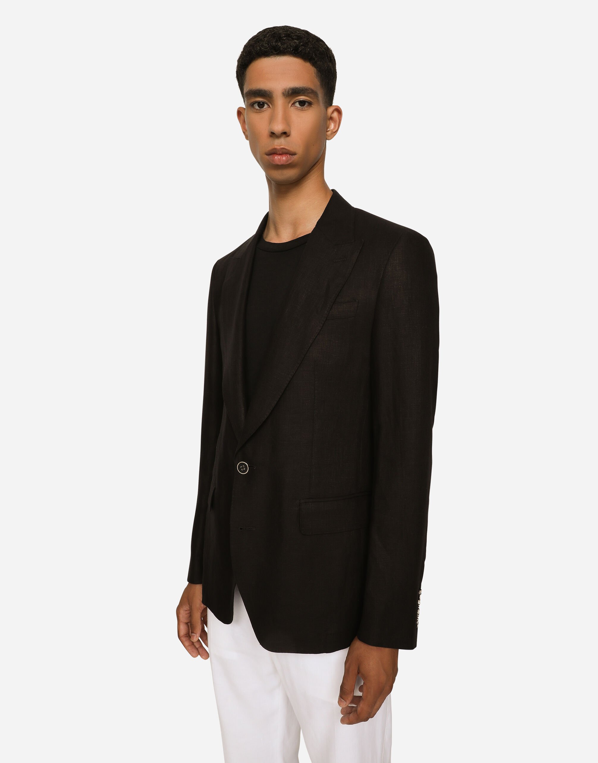 DOLCE&GABBANA SICILIA テーラードジャケット　リネン ブラックのメンズ Linen Sicilia-fit jacket | Dolce&Gabbana®