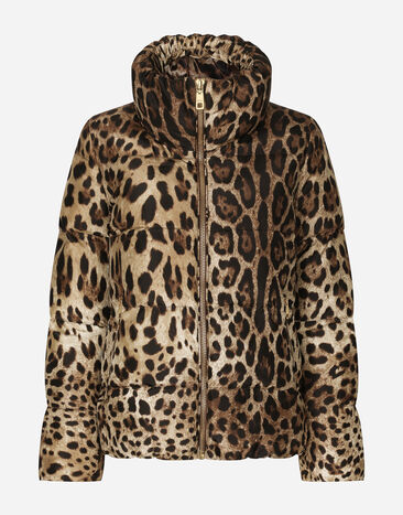 Dolce&Gabbana Wattierte Jacke aus Nylon Leoprint Animal-Print F9R11THSMW8