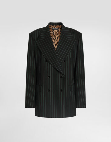 Dolce & Gabbana Double-breasted jacket in pinstripe wool Multicolor F29QWTFRBDU