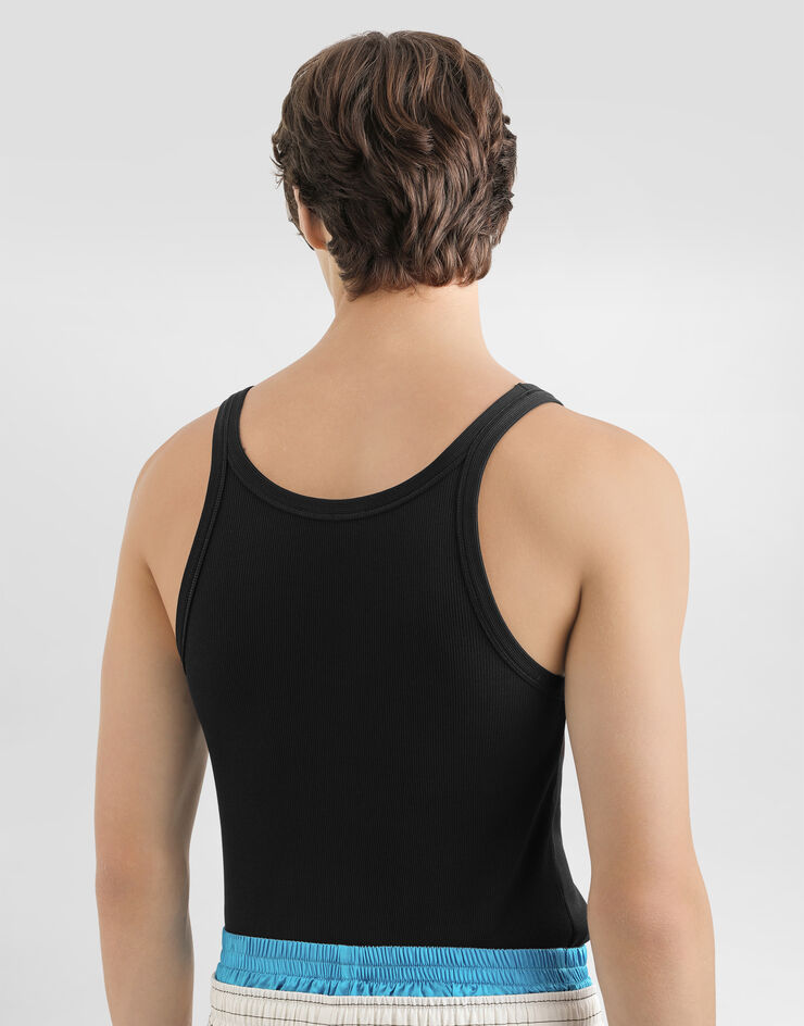 Dolce & Gabbana Cotton tank top with print Brown G8PA8TG7P3I