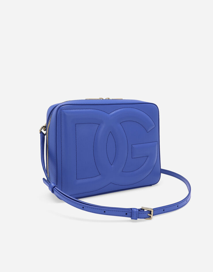 Dolce & Gabbana Mittelgroße Camera Bag DG Logo Bag aus Kalbsleder Blau BB7290AW576