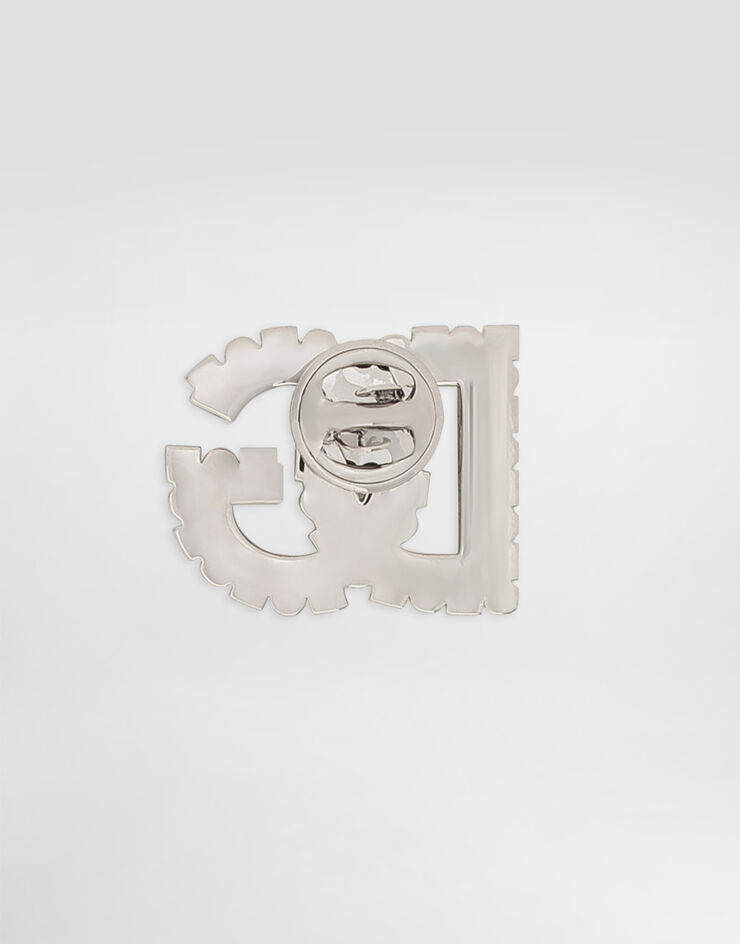 Dolce & Gabbana 라인스톤 디테일 DG 로고 핀 브로치 실버 WPR2L1W1111