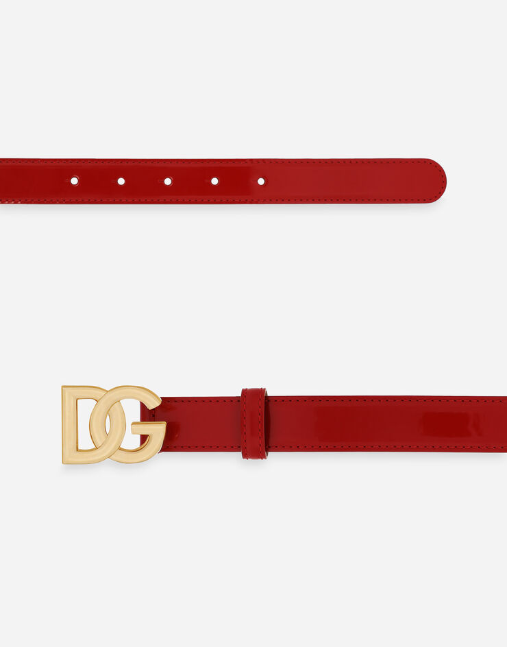 Dolce & Gabbana Polished calfskin belt with DG logo Red BE1447A1037