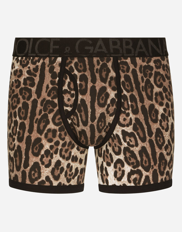 Dolce & Gabbana Boxer lungo cotone bielastico stampa leopardo Multicolore M4D13JFSGWF