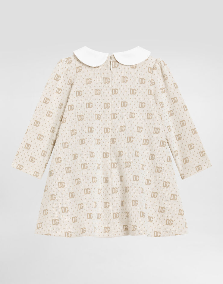 Dolce & Gabbana Kleid aus Jacquardstrick mit DG-Logo und Punkten Multicolor L2JD9SFJ7EA