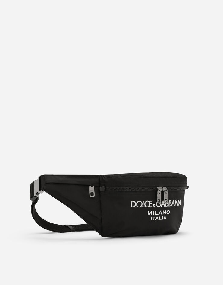 Dolce & Gabbana حقيبة خصر نايلون بشعار مطاطي أسود BM2194AG182