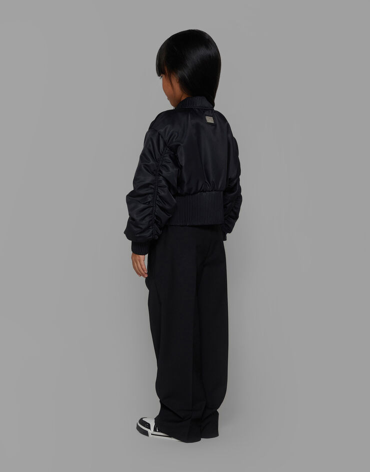 Dolce&Gabbana Pantaloni palazzo in lana con elastico in vita Black L53P35G7K5E