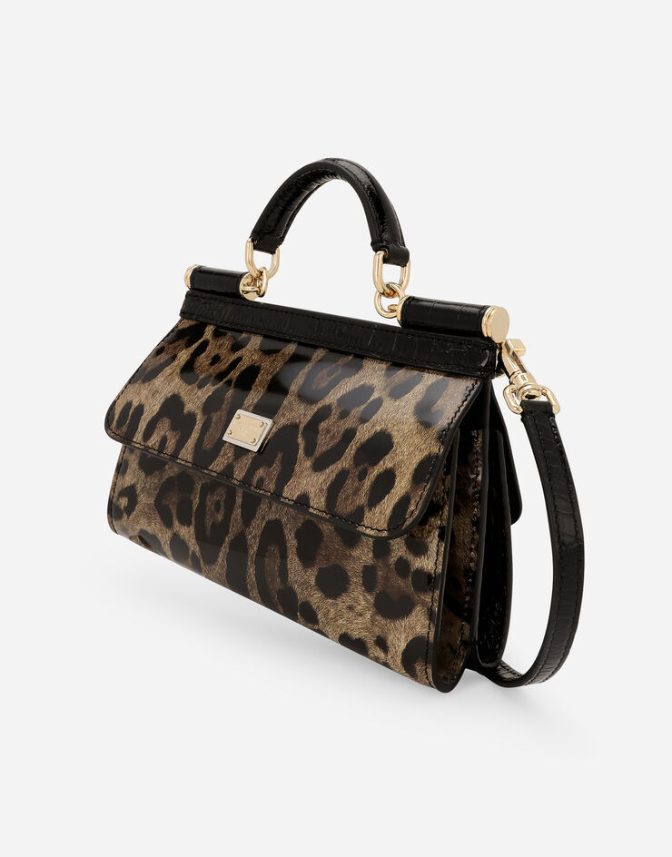 Dolce & Gabbana KIM DOLCE&GABBANA Bolso Sicily pequeño de doble cara en piel de becerro con estampado de cocodrilo y piel de becerro brillante con estampado de leopardo Estampado Animalier BB7467AM773