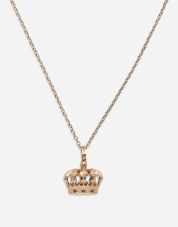 Dolce & Gabbana Pendente Crown con corona in oro bianco e diamanti neri Oro WALK5GWWH01