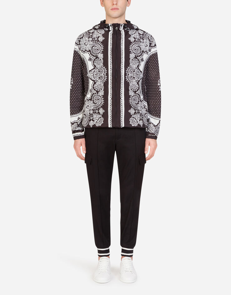 Dolce & Gabbana NYLON JACKET WITH HOOD IN BANDANA PRINT NERO G9QW0THHMXP