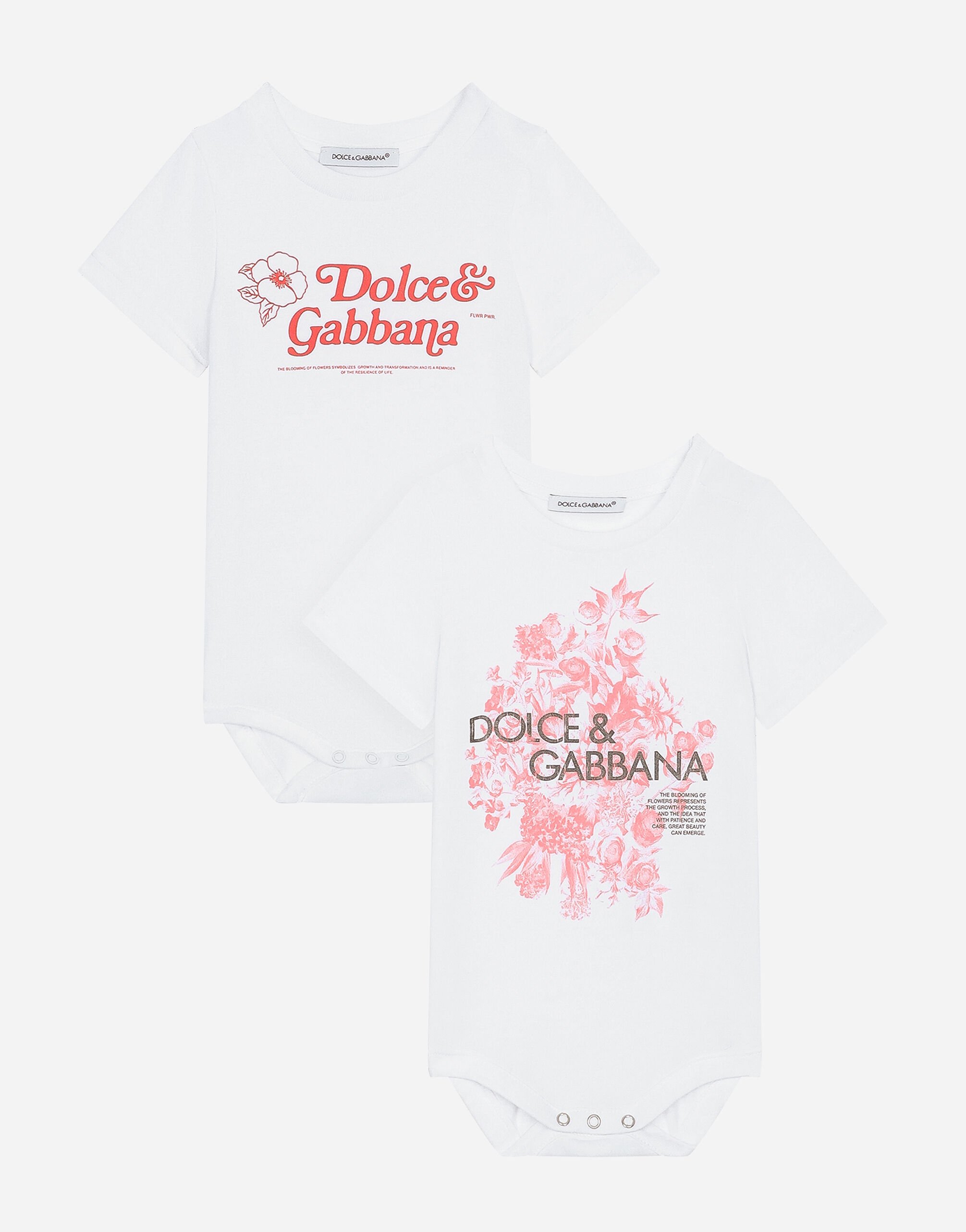 Dolce & Gabbana 2-piece babygrow gift set in Flower Power-print jersey Print L2JOZ2G7K6Z
