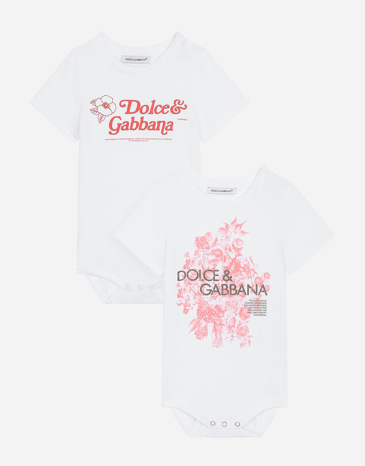 Dolce & Gabbana Geschenkset 2 Bodys aus Jersey Print Flower Power Weiss L2JO2IG7M1P