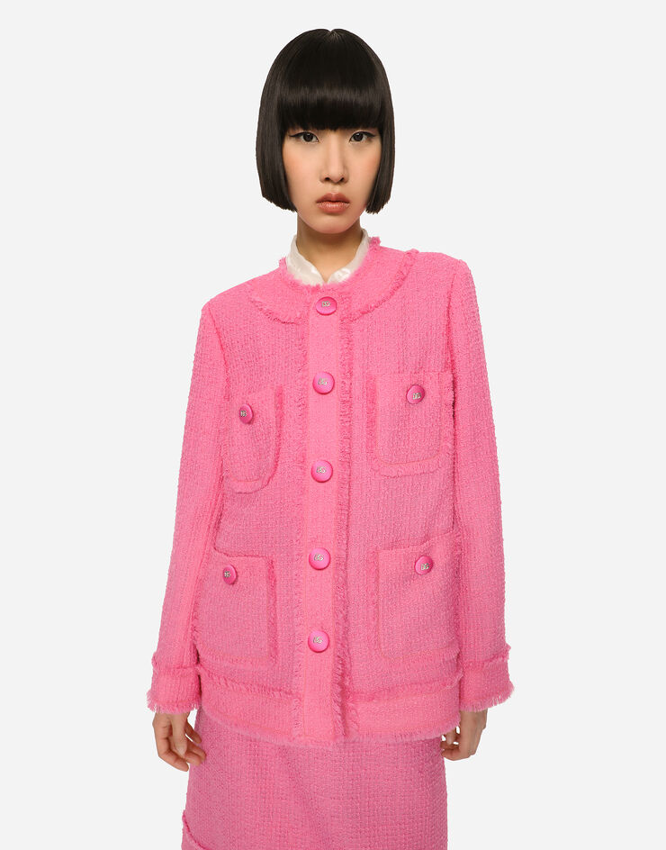 Dolce & Gabbana Single-breasted raschel tweed jacket Pink F29TPTFMMHN