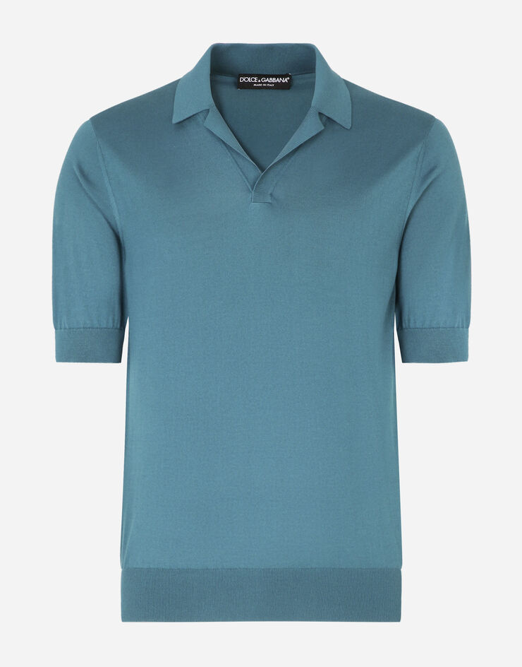 Dolce & Gabbana Silk polo shirt BLEU GXA87TJASML
