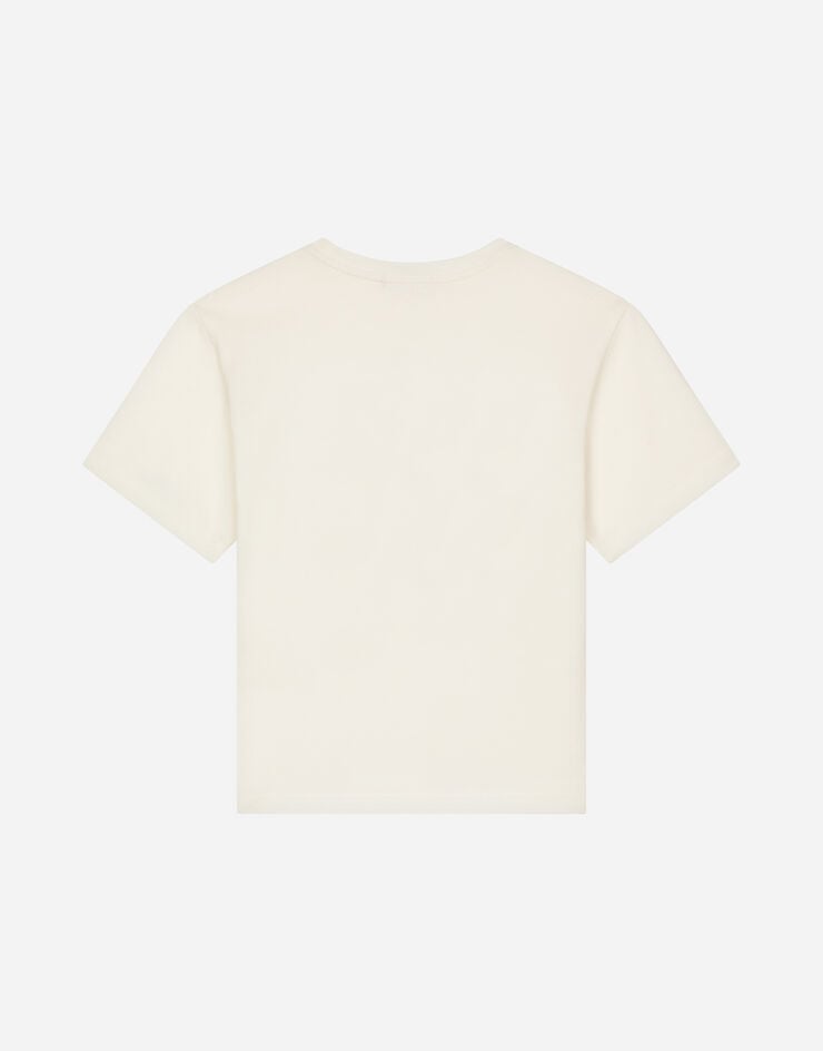 Dolce & Gabbana T-Shirt aus Jersey Print Sicilians are sensational Weiss L4JTEYG7I8Q