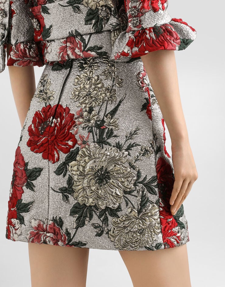 Dolce & Gabbana Minirock aus floralem Jacquard Multicolor F4C0VZHJMRI