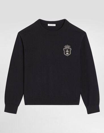 Dolce & Gabbana Stockinette knit crew neck sweater Blue L4KW22JDVF9