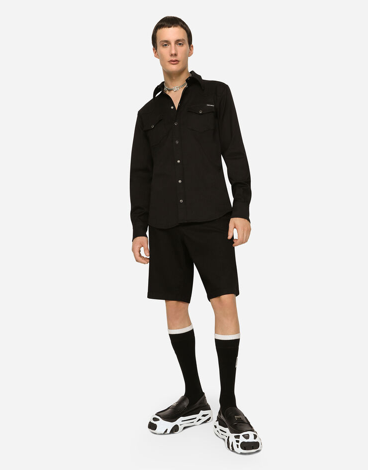 Black wash denim | shorts Dolce&Gabbana® for in US Multicolor stretch