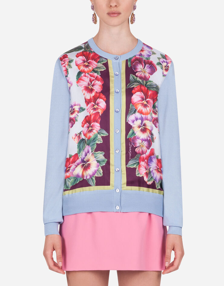 Dolce & Gabbana VIOLET-PRINT TWILL AND SILK CARDIGAN ESTAMPADO DE FLORES FX619TJASKL