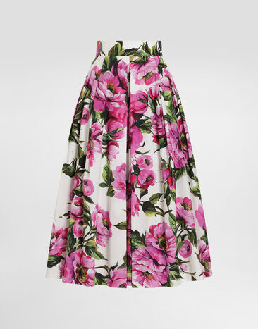 Dolce & Gabbana Peony-print cotton circle skirt Print F4BBOTIS1Y7