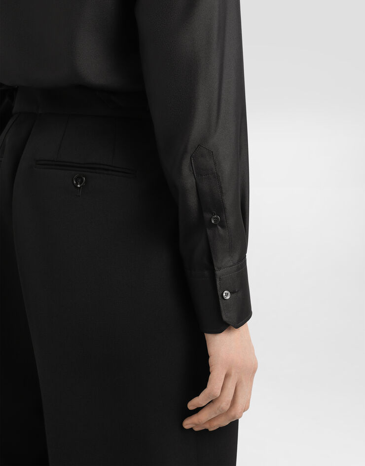 Dolce & Gabbana Camisa en sarga de seda Black G5NP9TFU10S