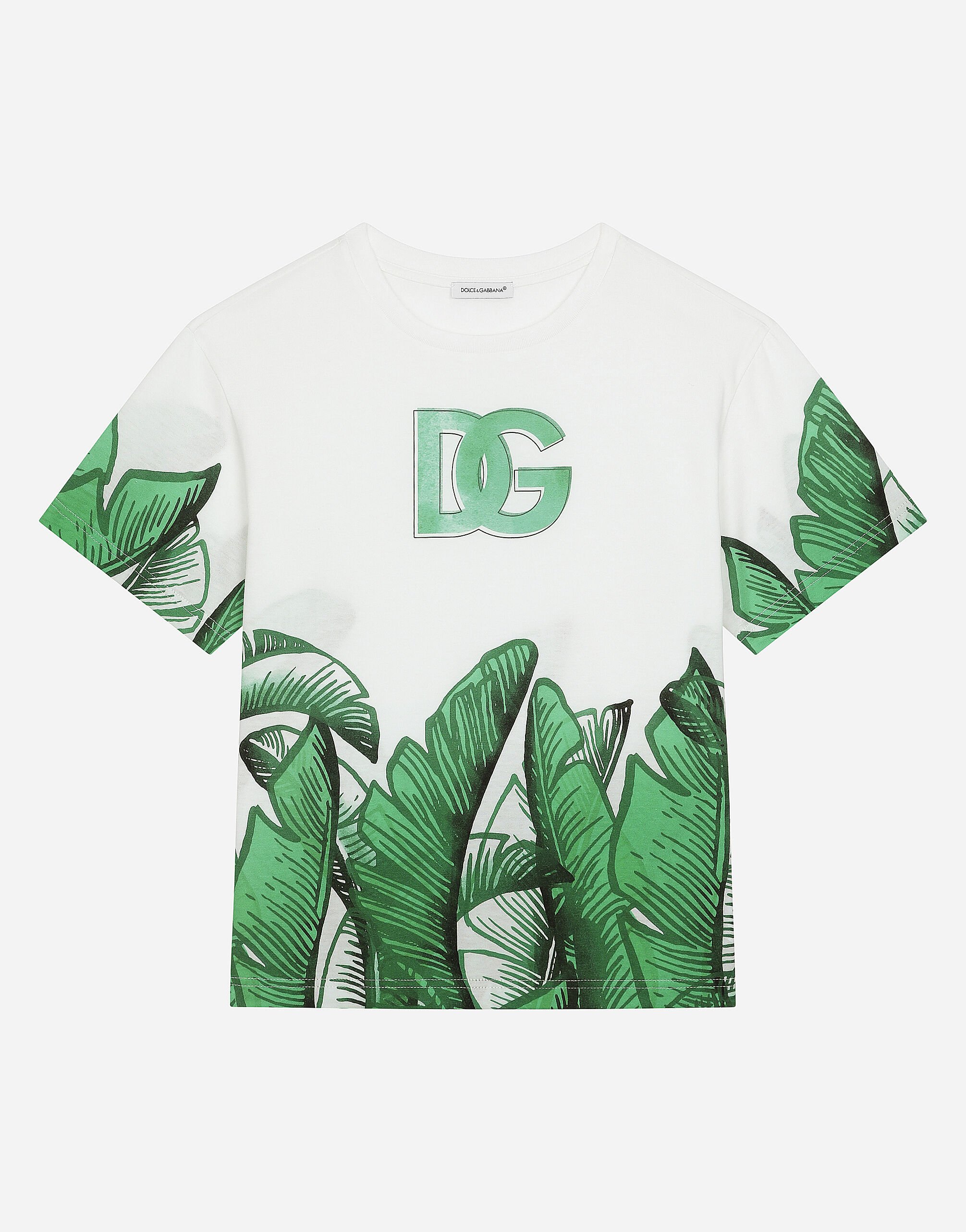 Dolce & Gabbana T-Shirt aus Jersey DG-Logo Bananenbaum-Print Drucken L4JWITHS7NW