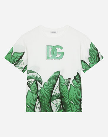 Dolce & Gabbana Camiseta de punto con logotipo DG y estampado Banano Imprima L4JTHVII7ED