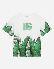 Dolce & Gabbana Jersey T-shirt with banana-tree DG logo print Pink L4JT7TG7OLK