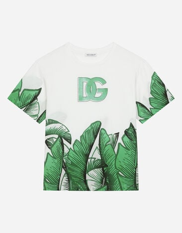 Dolce & Gabbana Jersey T-shirt with banana-tree DG logo print White L5JTLCG7JL3