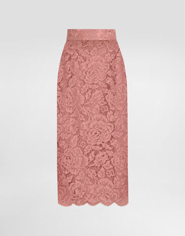 Dolce & Gabbana Logoed floral cordonet lace pencil skirt Multicolor F4B7ITHLM7L