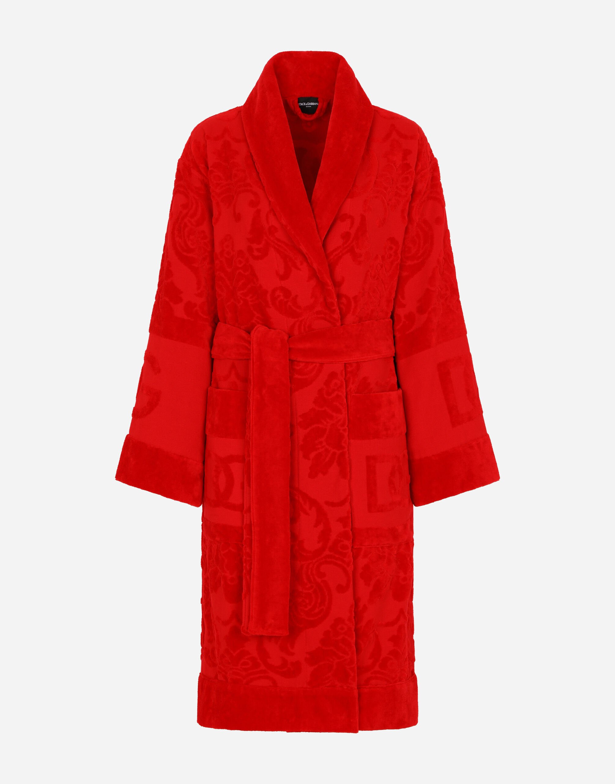 Dolce & Gabbana Bath Robe in Terry Cotton Jacquard Multicolor TCC087TCAG6