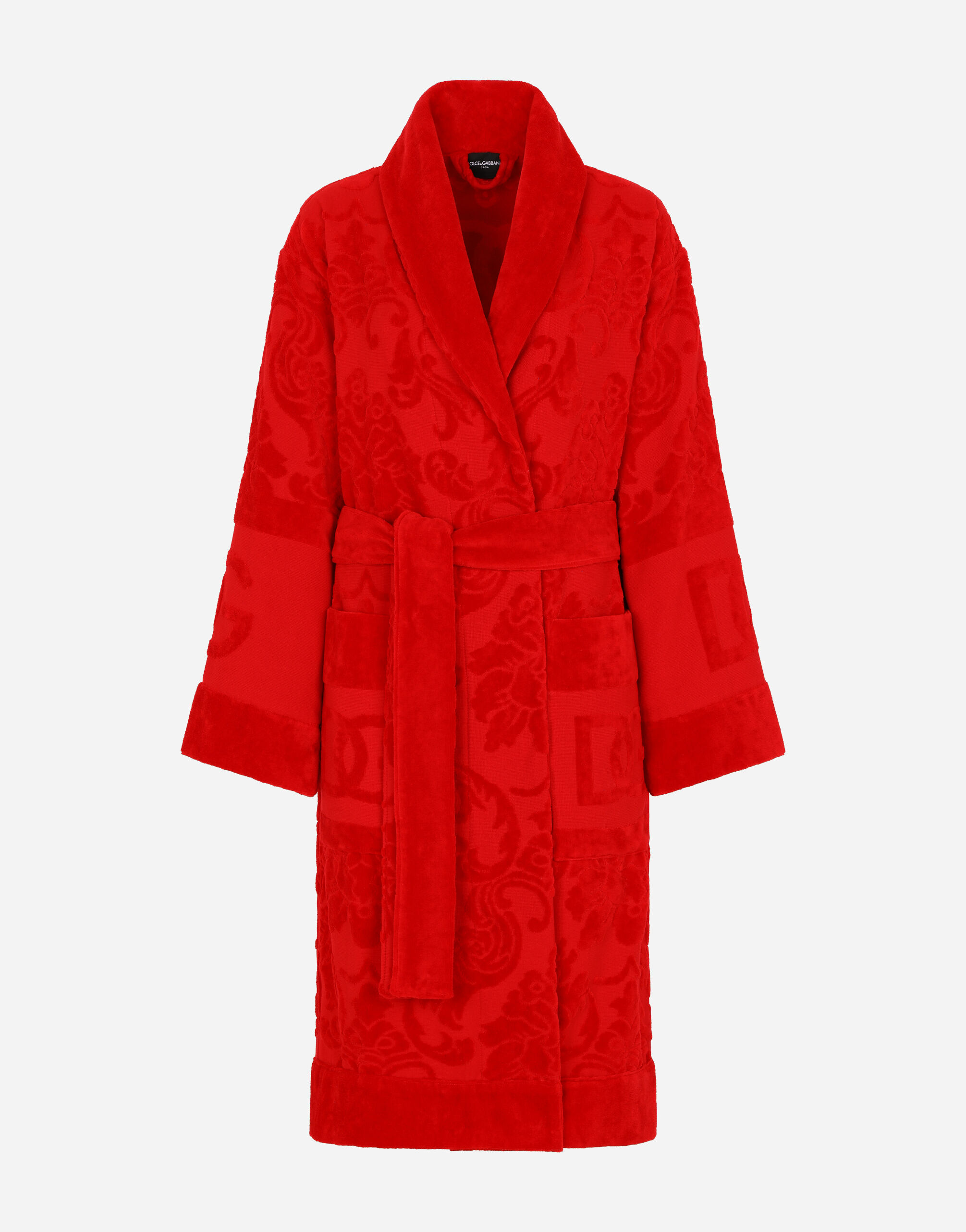 Dolce & Gabbana Bath Robe in Terry Cotton Jacquard Multicolor TCC087TCAG6