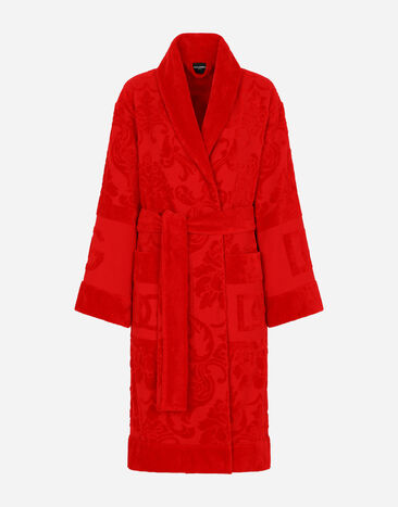 Dolce & Gabbana Bath Robe in Terry Cotton Jacquard Multicolor TCF019TCAGB