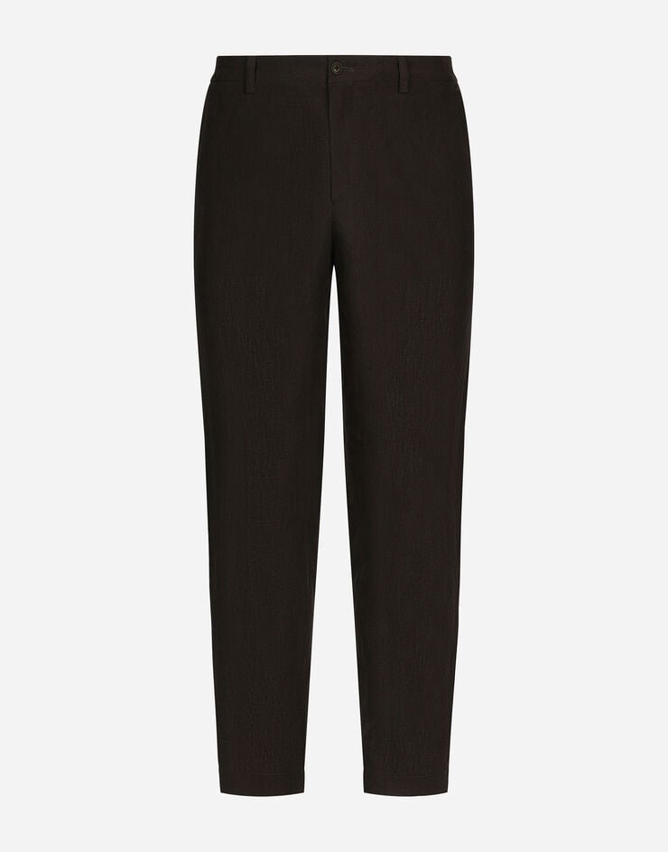 Dolce&Gabbana Pantalón de lino con etiqueta con logotipo Marrón GW13ETFU4C2