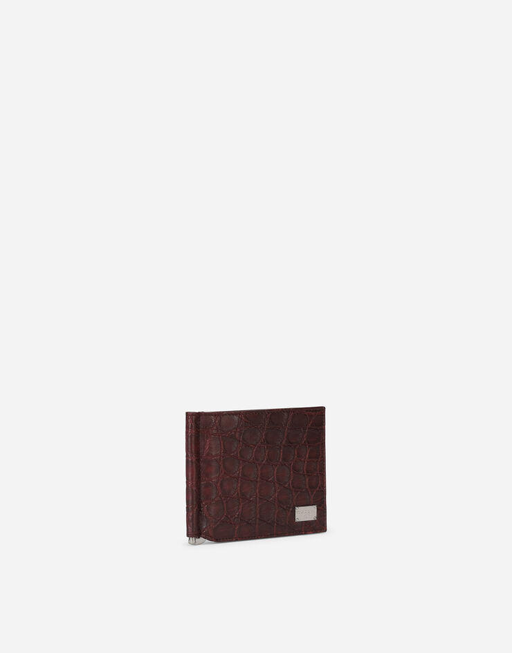 Dolce & Gabbana Crocodile bifold wallet with moneyclip and branded tag Bordeaux BP1920A2123