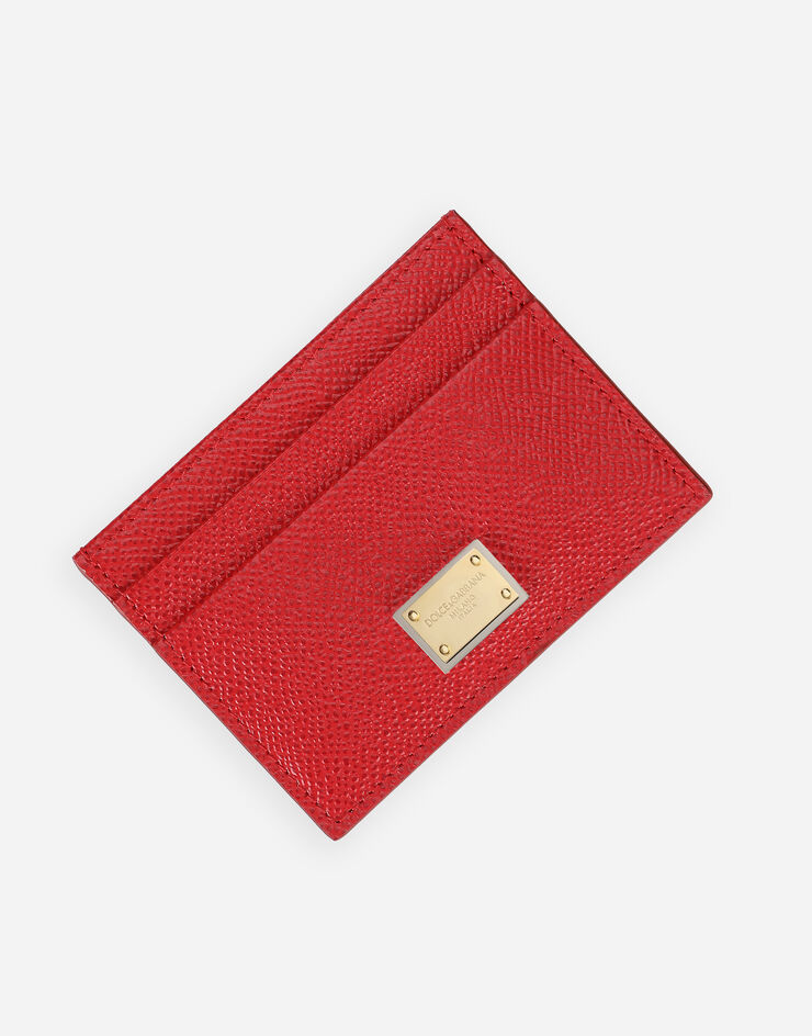 Dolce & Gabbana Кредитница из телячьей кожи Dauphine с пластинкой красный BI0330A1001