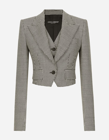 Dolce & Gabbana Short houndstooth jacket with vest Multicolor F29YRTFQ2NW