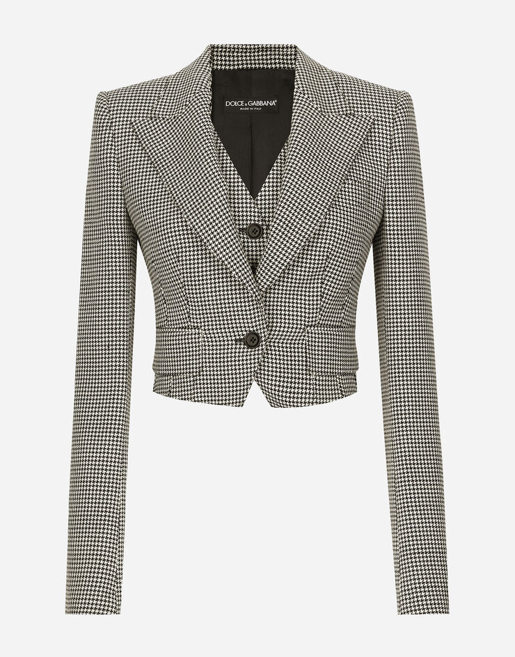 Dolce & Gabbana Chaqueta corta con chaleco aplicado con motivo de pata de gallo Multicolor F29YRTFQ2NW