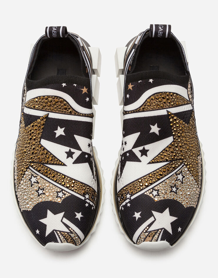 Dolce & Gabbana COMET PRINT SORRENTO SNEAKERS IN STRETCH KNIT FABRIC WITH MINI RHINESTONES MULTICOLOR CS1713AJ606