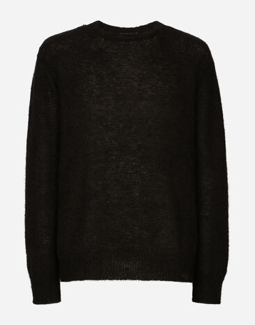 Dolce & Gabbana Round-neck mohair wool sweater Brown GV1FXTHUMG4