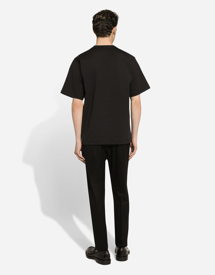 Dolce & Gabbana Cotton T-shirt with metal logo Negro G8PU8TG7NYM