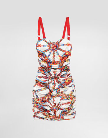 Dolce & Gabbana Carretto-print satin dress Multicolor F6TPXTFSICI