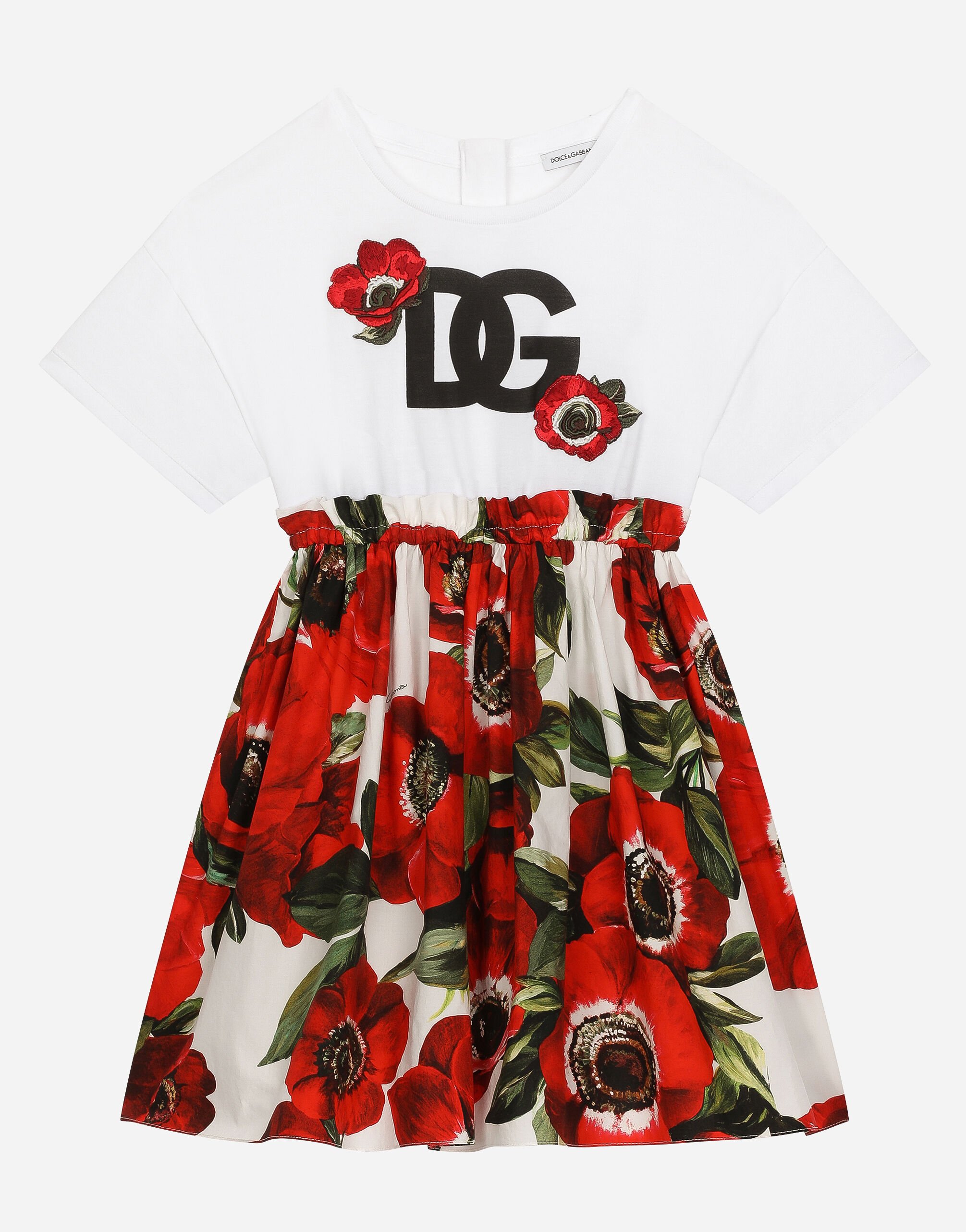 Dolce & Gabbana Kleid aus Jersey Anemonen-Print Drucken L53DI6HS5QR