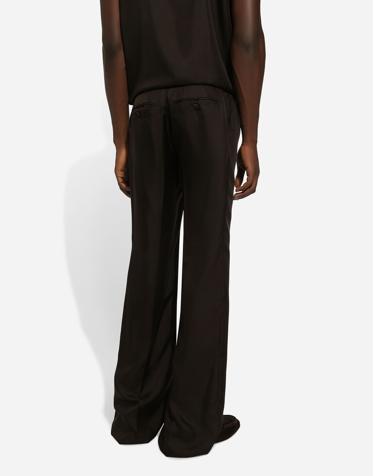 Dolce & Gabbana Tailored silk pants with darts Brown GYZLHTFU1S4