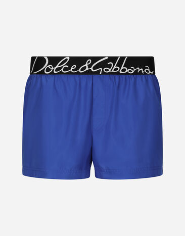 Dolce & Gabbana Short swim trunks with Dolce&Gabbana logo Print M4A13TISMHF
