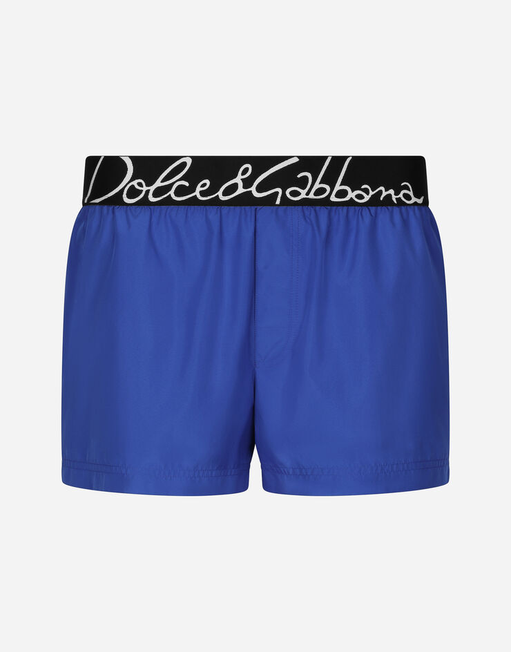 Dolce & Gabbana Short swim trunks with Dolce&Gabbana logo Azul M4F27TFUSFW