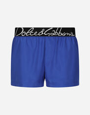 Dolce & Gabbana Short swim trunks with Dolce&Gabbana logo Blue M4E48TONO06