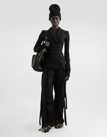 Dolce & Gabbana Waxed faille cargo pants Black FTDEHTHUMS8
