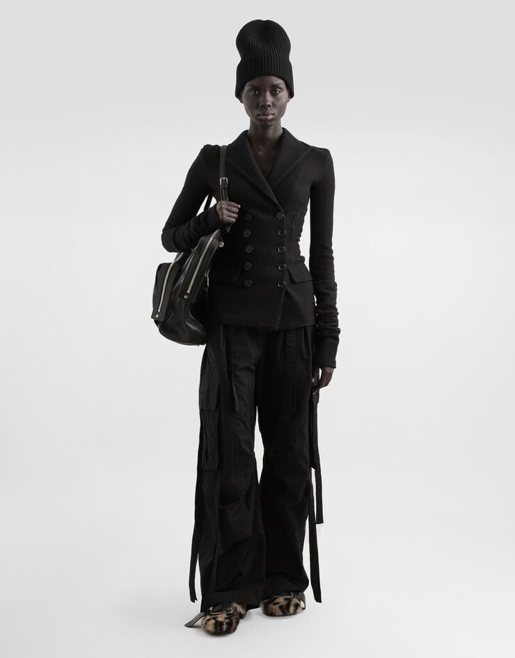 Dolce & Gabbana Waxed faille cargo pants Black FTDEHTHUMS8