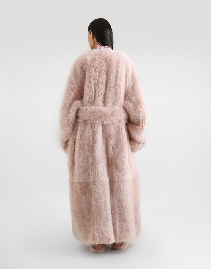 Dolce & Gabbana Lamb fur long coat Pink F0X09FHUPCL